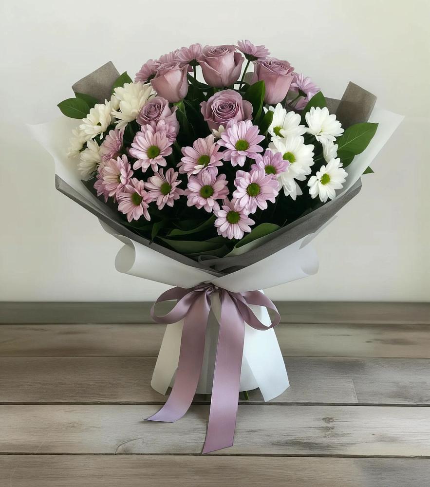 Букет цветов из: Хризантемы и Розы в Абадзехской