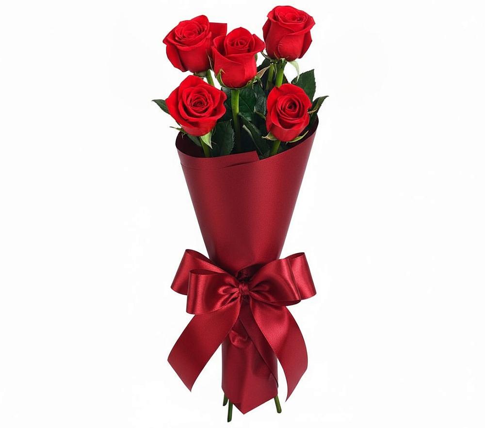 Букет 5 Красных роз Эдлесс Лав в Абадзехской