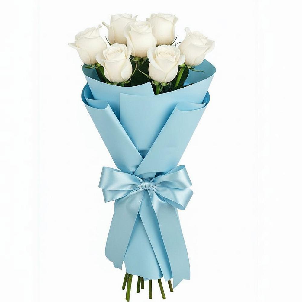 Букет 7 белых роз Проуд в Абадзехской