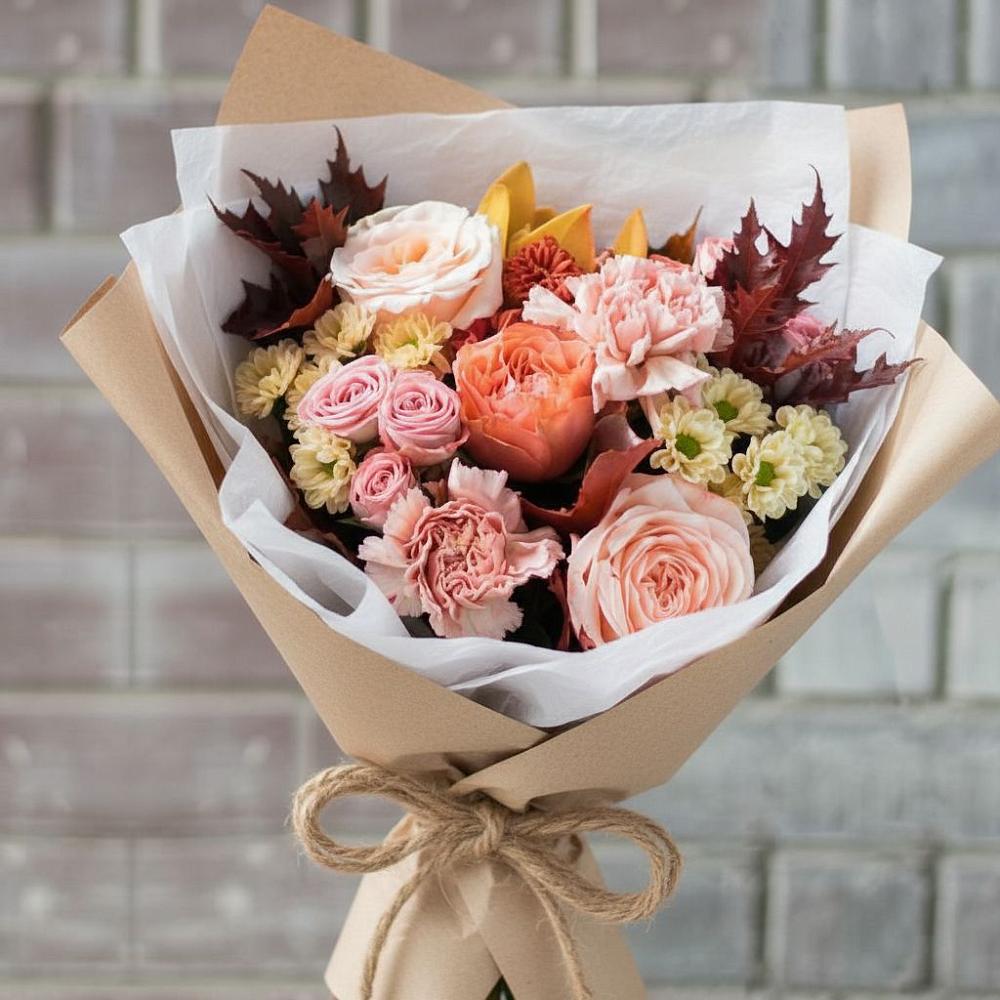 Букет цветов из: Гвоздики, Хризантемы и Розы в Абадзехской