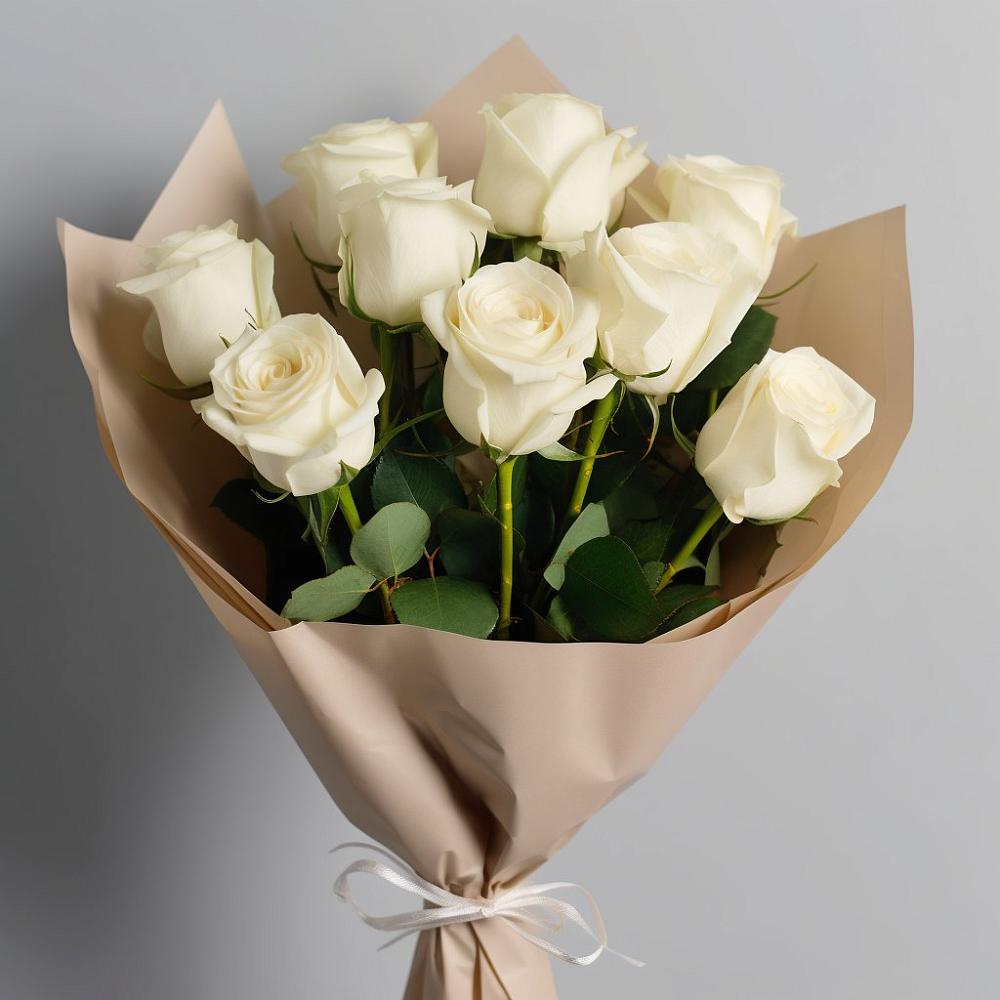 Букет 9 Белых роз Эдлесс Лав в Абадзехской