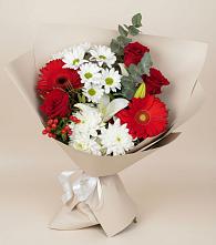 Букет цветов из:  Розы, Хризантемы, Герберы и Лилии в Абадзехской