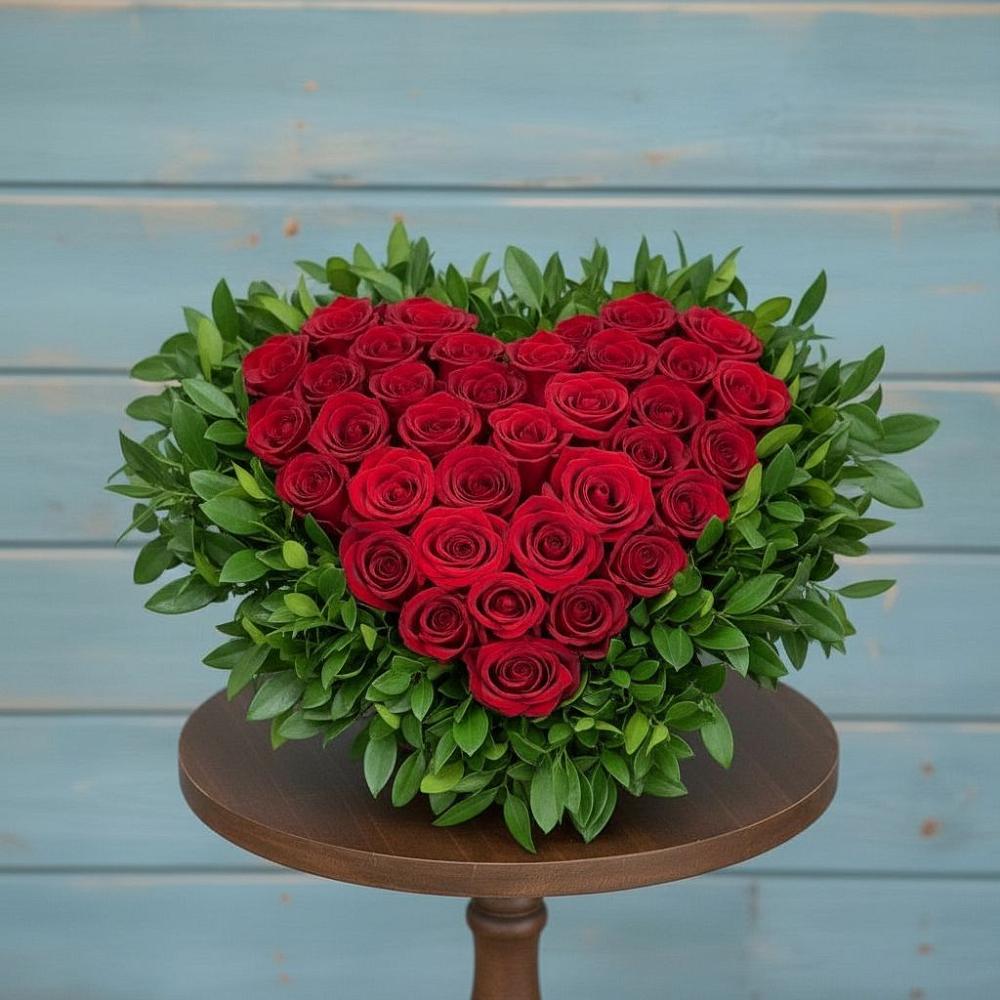 Цветочная композиция из Розы в виде сердца в Абадзехской