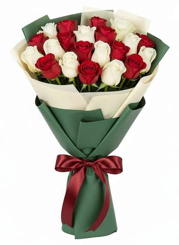 Букет Микс из красных и белых роз в Абадзехской