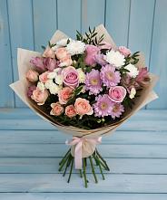 Букет цветов из:  Хризантемы, Розы и Альстромерии #REPLACE_PRED# Абадзехской