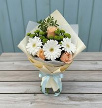 Букет цветов из:  Герберы, Розы и Хризантемы #REPLACE_PRED# Абадзехской