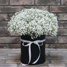 Цветочная композиция из Гипсофила в шляпной коробке в Абадзехской